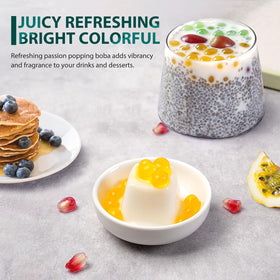 Bright color pops from the passion fruit, strawberry, and mango varieties.