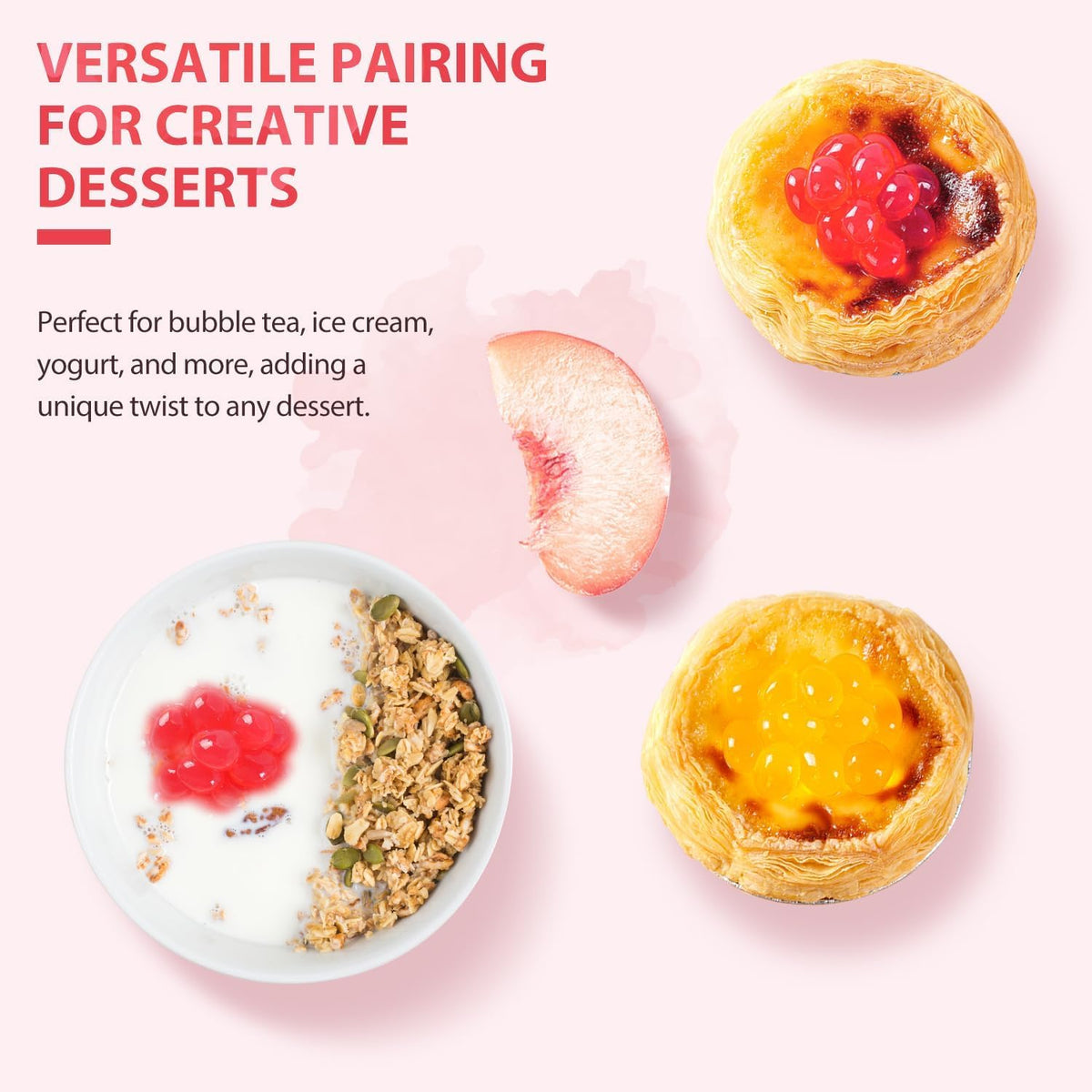 Soeos Peach Popping Boba adds party-friendly flair to drinks and dessert stations