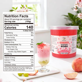 Soeos Peach Popping Boba enhances shaved ice and fruit bowls with juicy pops