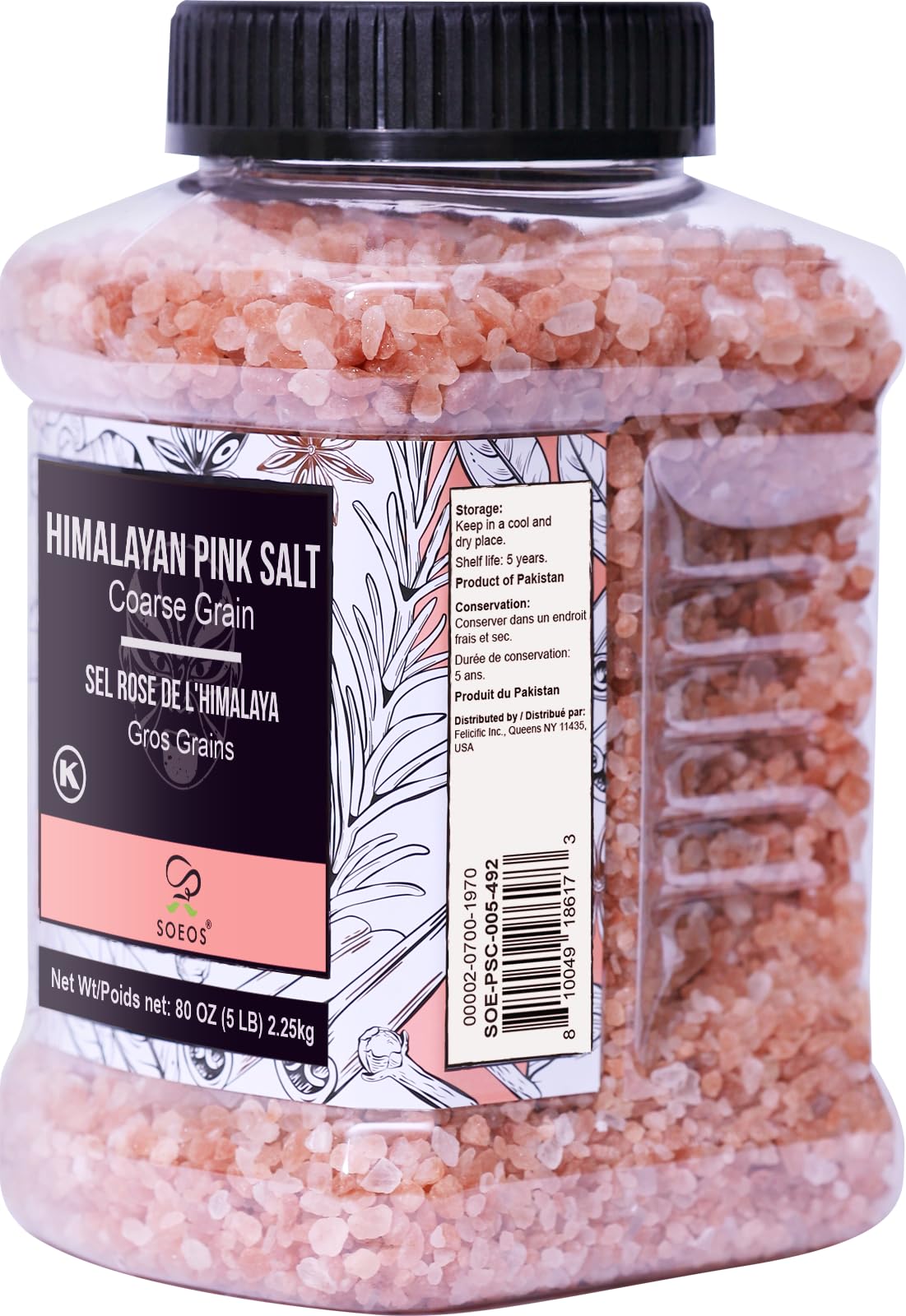 Soeos pink salt crystal close-up showing natural pink color and purity