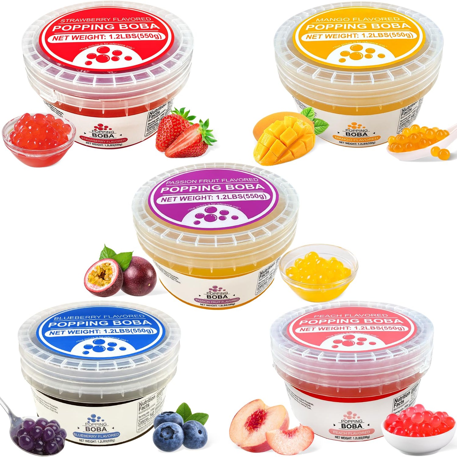 Soeos popping boba strawberry pearls add fruity bursts to bubble tea and desserts.