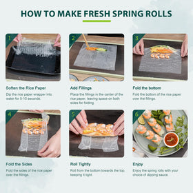 Soeos square rice paper ready for fried or fresh serving ideas.