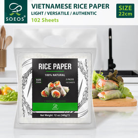 Soeos rice paper wrappers prepared for dumplings with delicate wrappers.