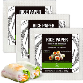 Soeos rice paper square 22cm packaging for easy storage and quick meals.