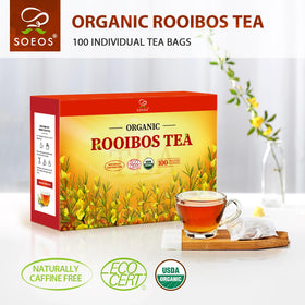 Soeos Rooibos tea in a glass mug with rich color