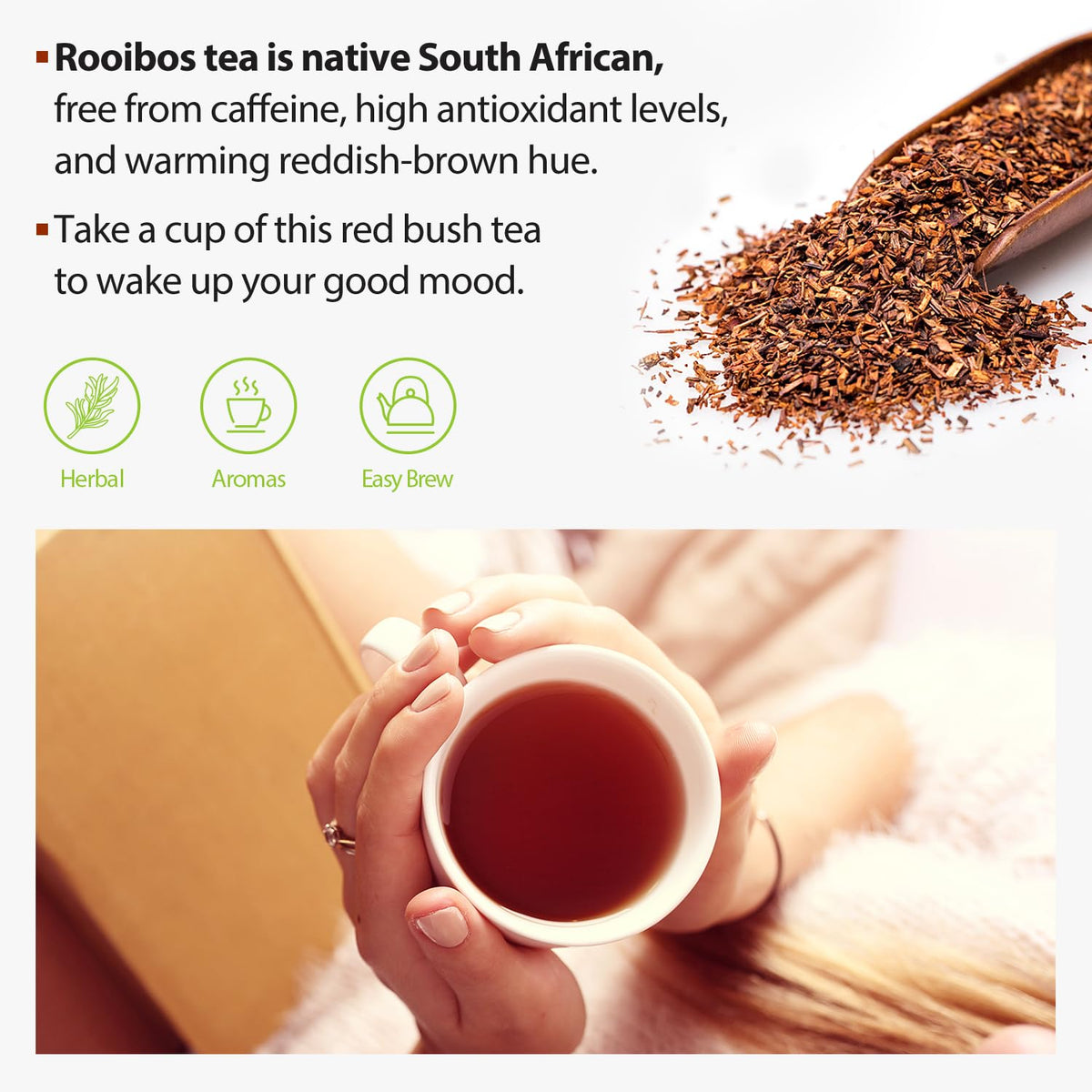 Soeos Rooibos packaging box showcasing the product