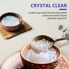 Soeos Sago Pearls dessert serving, adds satisfying chew to puddings.