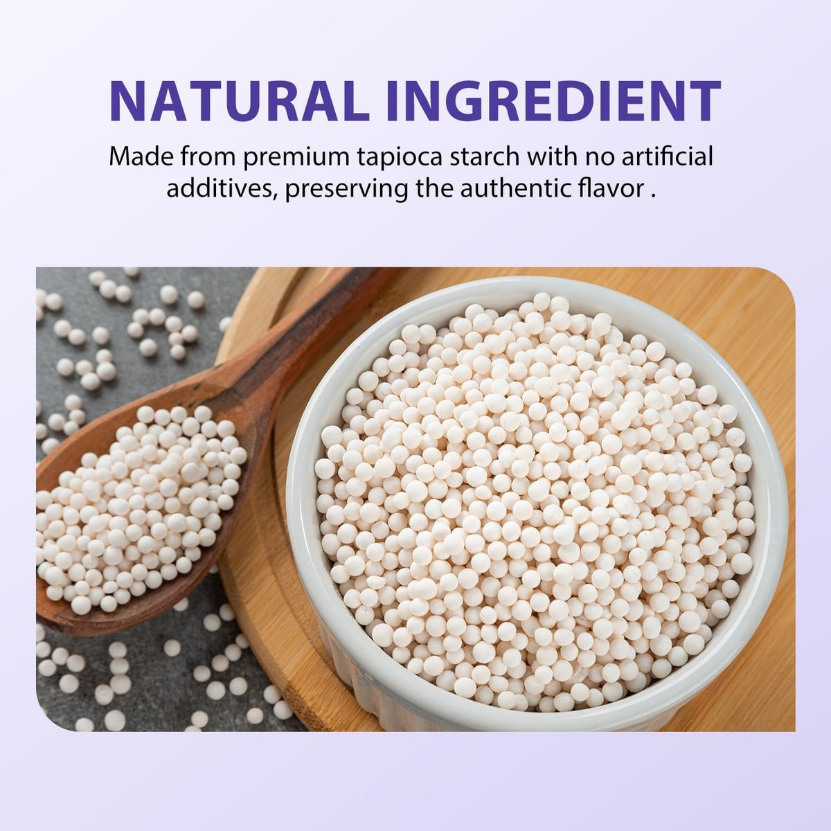 Soeos Sago Pearls package close-up, premium sago starch quality.