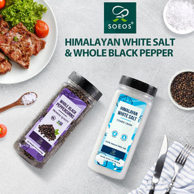 Soeos salt and pepper refill set shown for convenient replenishment.