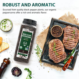 Soeos sealed glass bottle packaging keeps salt and pepper fresh.