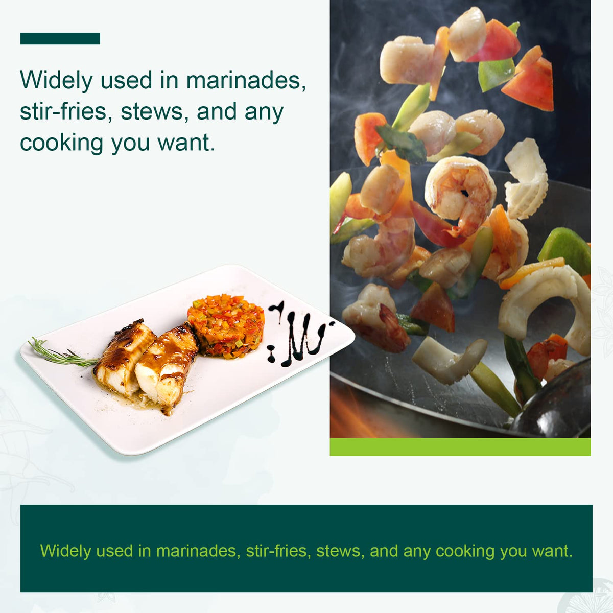 Soeos Shaoxing wine pour over wok enhances aroma during stir fry.