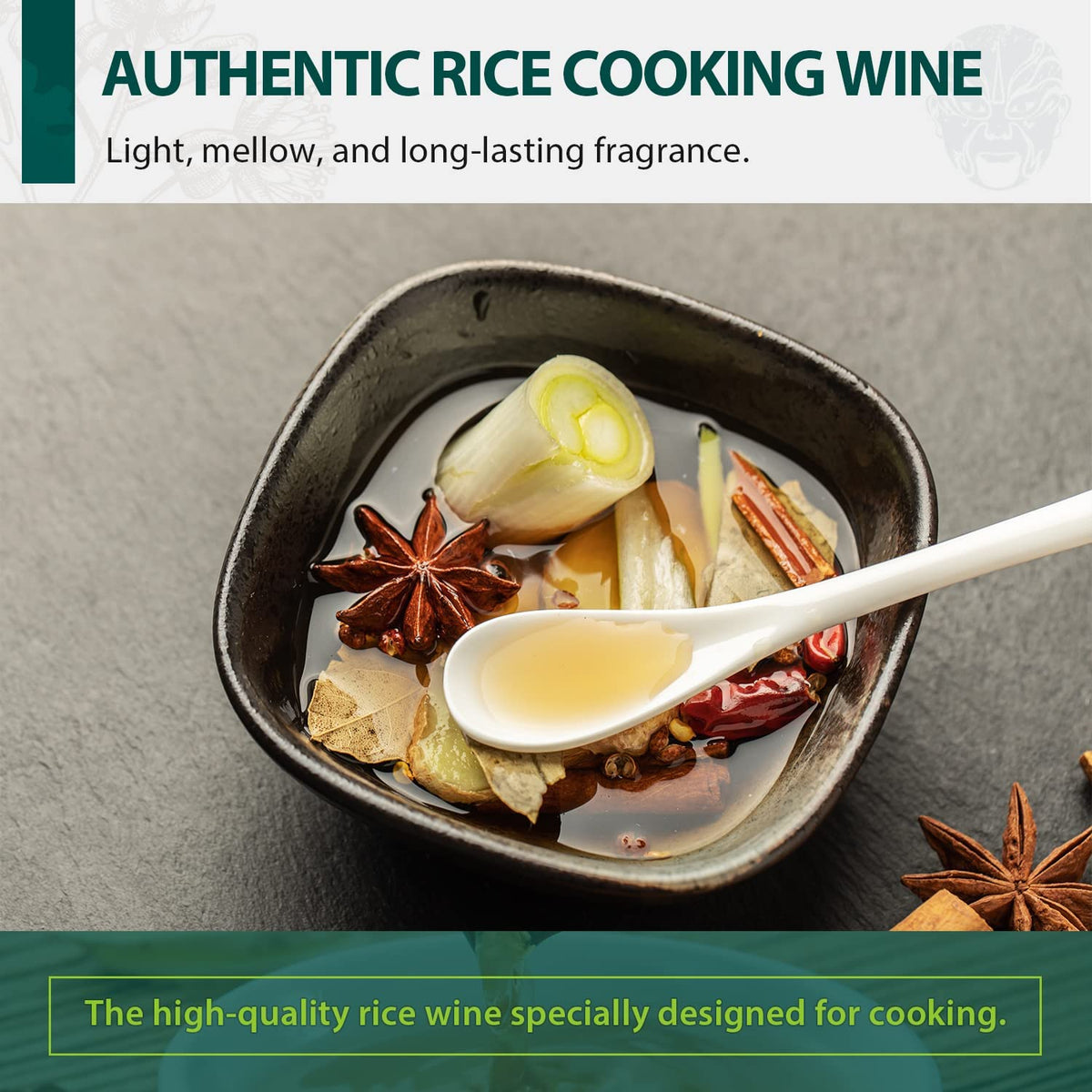 Soeos Shaoxing wine used in meat marinades enriches roasted dishes.