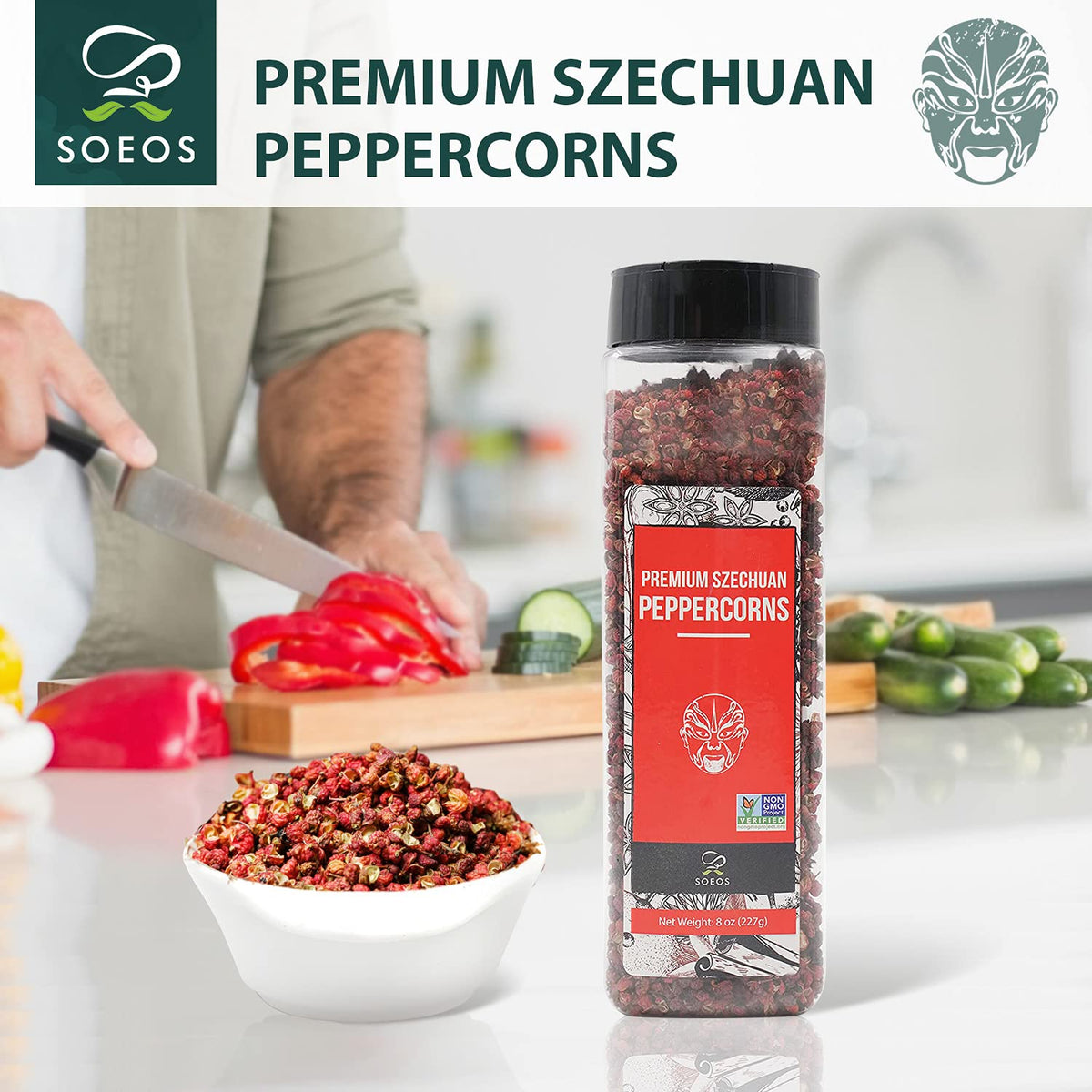 Soeos ground Sichuan peppercorns ready for grinding into spice blends.