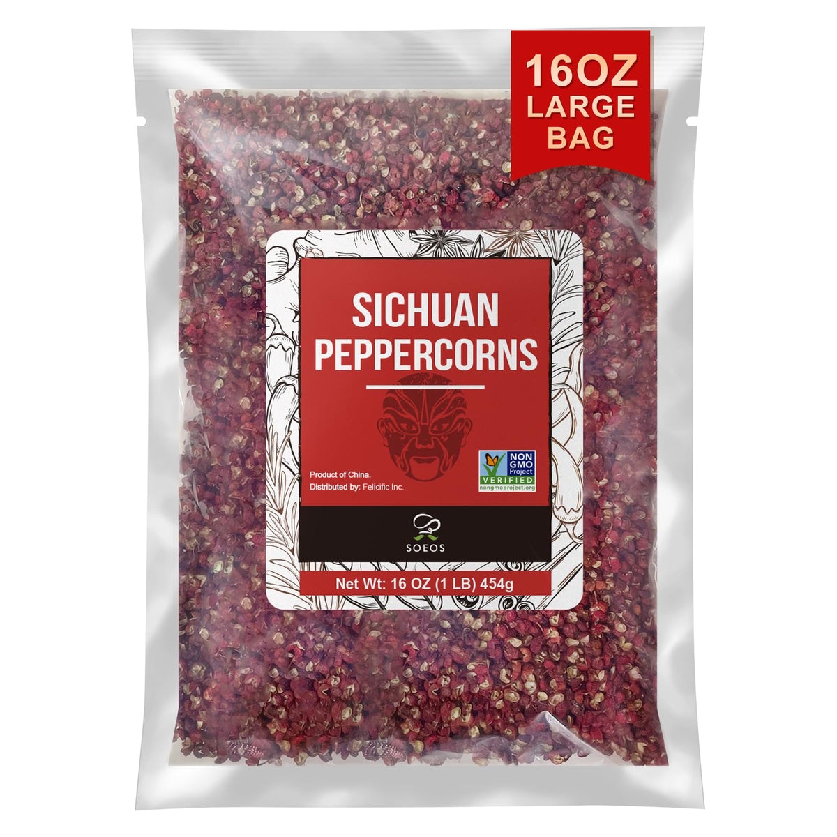 Soeos Sichuan peppercorns pack shot highlighting bold aroma for authentic dishes