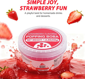 Soeos Strawberry Popping Boba pearls topping desserts with fruity bursts
