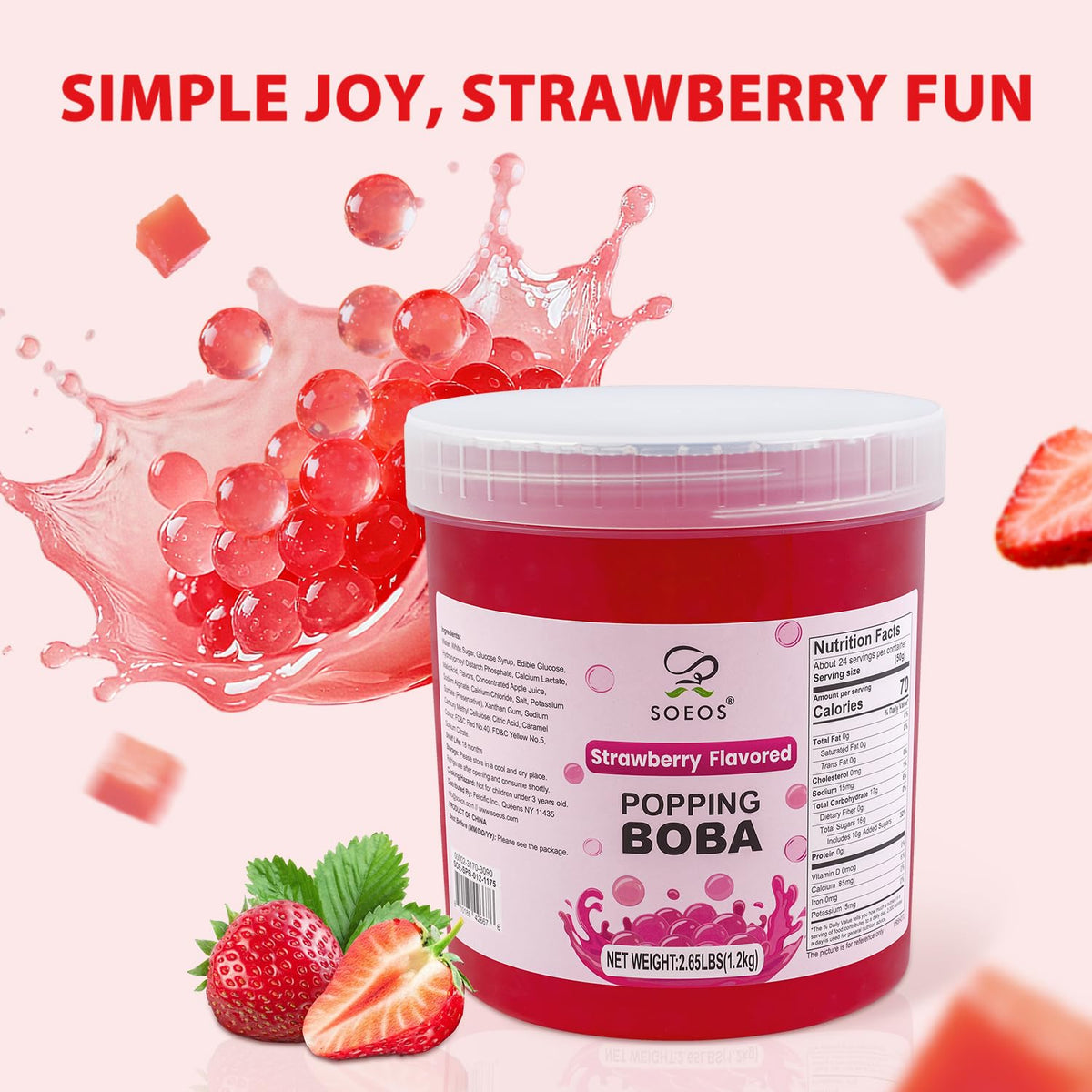 Soeos Strawberry Popping Boba Pearls dessert pairing ideas with ice cream