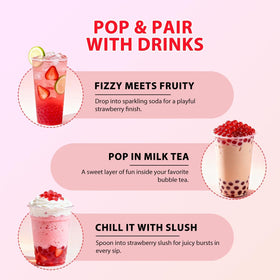 Soeos bubble tea with popping pearls showing vivid color