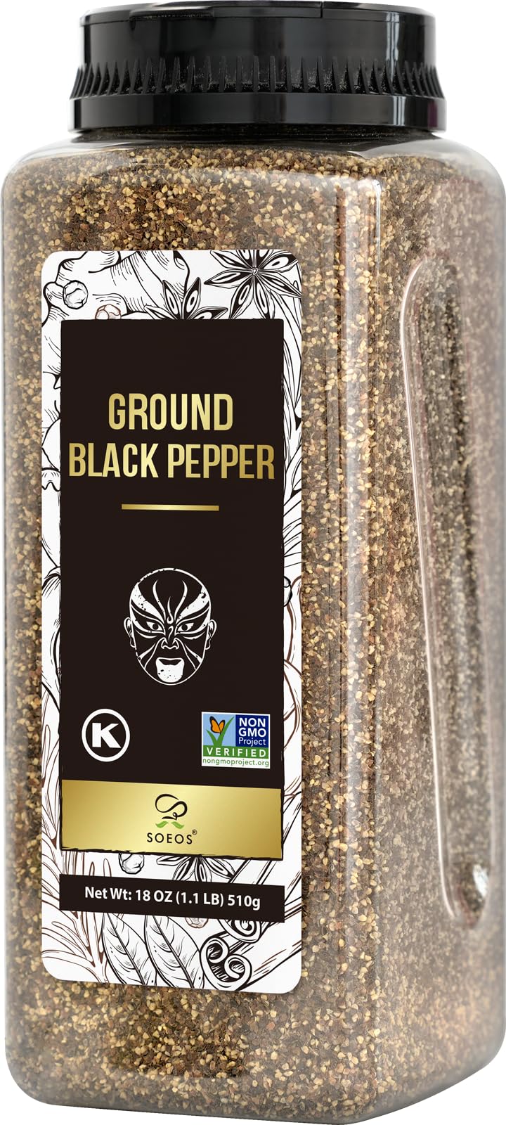 Soeos table ground black pepper bottle with fresh aroma enhances meals.