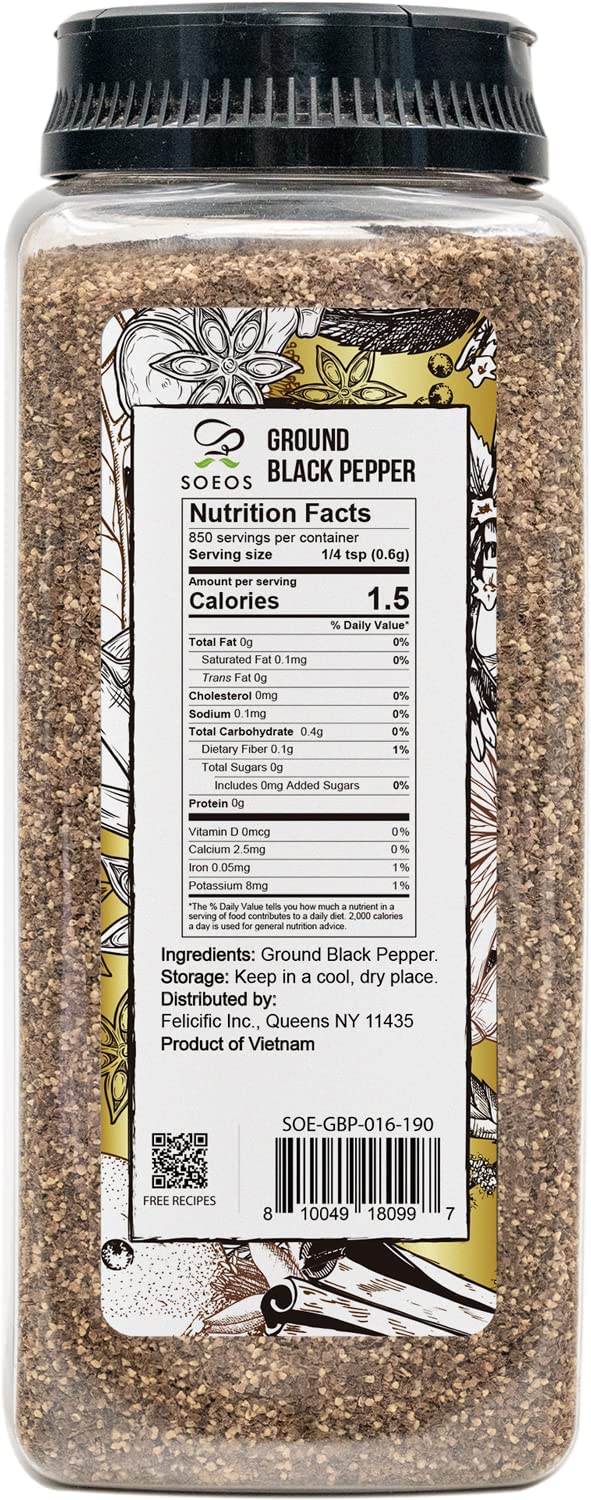 Soeos table ground pepper grinder releases an even grind for recipes.