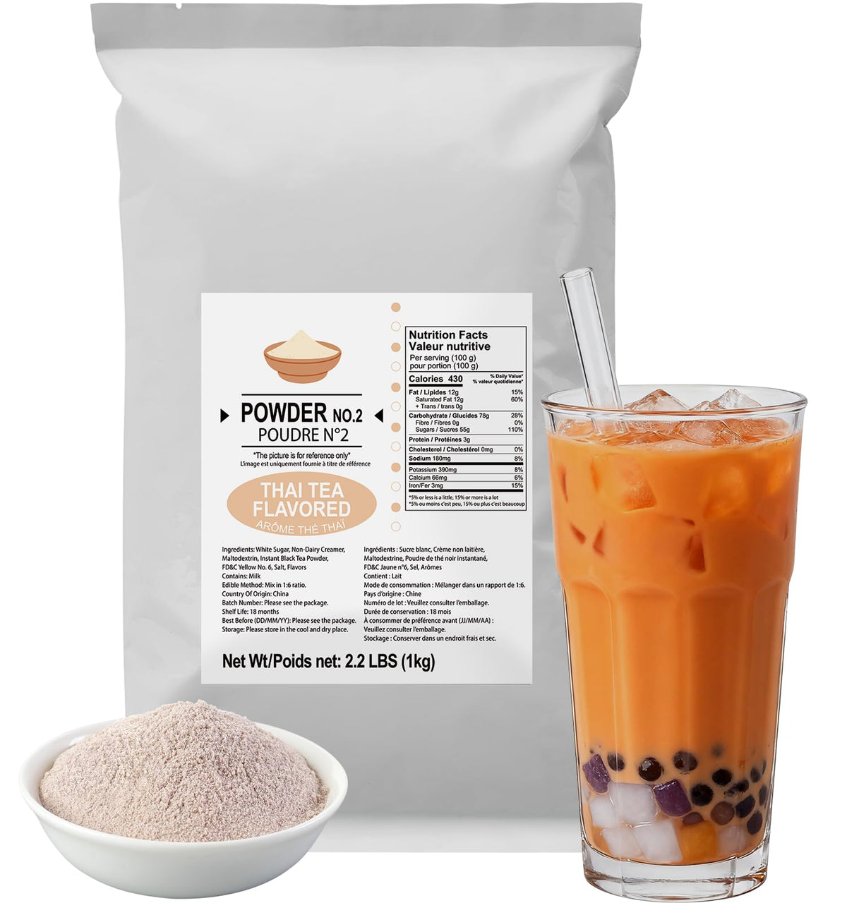 Soeos Thai Tea Powder bag sealed for freshness and quick preparation