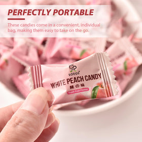 Soeos White Peach Candy 2-pack 16oz highlights premium packaging and inviting aroma.
