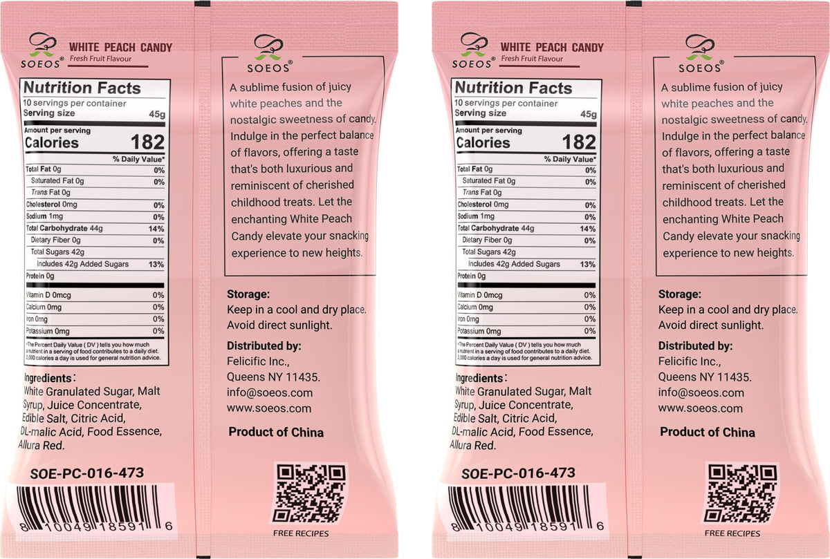 Soeos White Peach Candy individually wrapped preserves flavor for sharing or gifting.