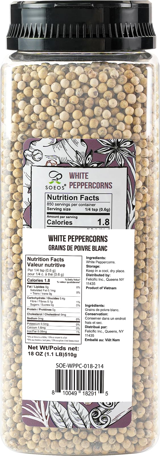 Close-up of Soeos packaging label showing non-GMO and kosher certification