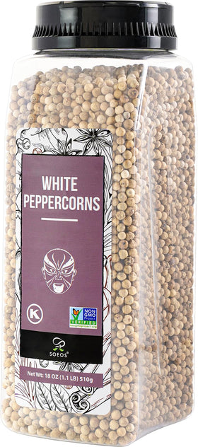 Soeos White Peppercorns, whole peppercorns ready for fresh grind and aroma