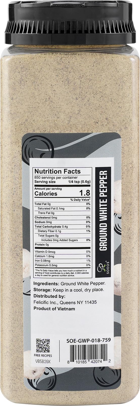 Soeos white peppercorns close-up highlights delicate flavor and natural quality