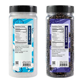 Soeos whole black peppercorns 9.5oz bottle ready for fresh grind.
