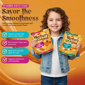Werther's Original soft caramel texture melts in mouth.