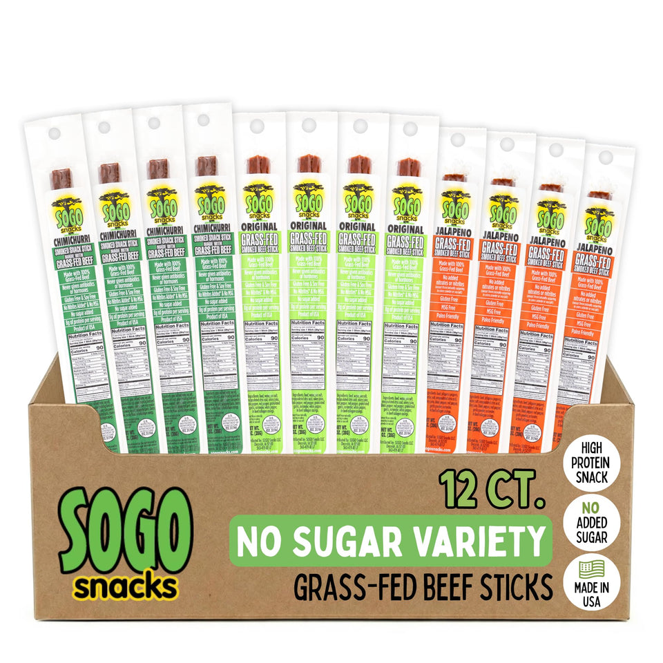 Sogo Snacks Original flavor beef jerky sticks, protein-rich on-the-go snack.