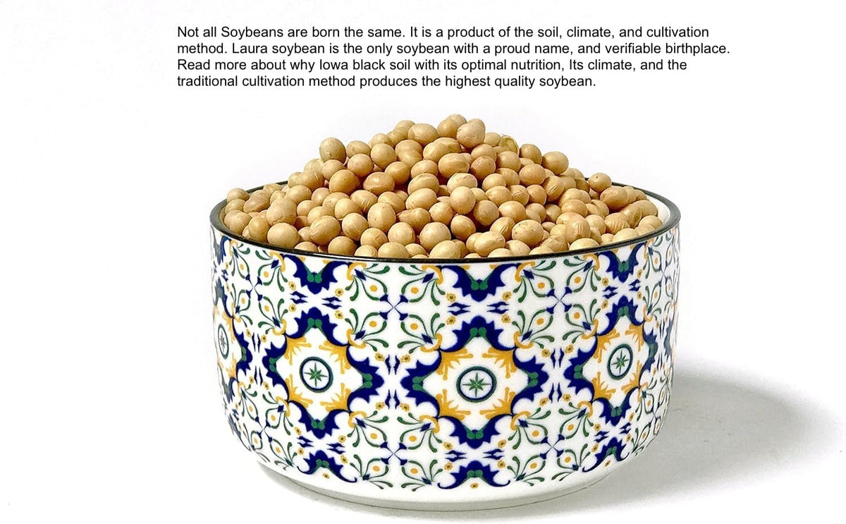 SoyaJoy Laura Soybeans with Non-GMO label ideal for fresh tofu and tempeh