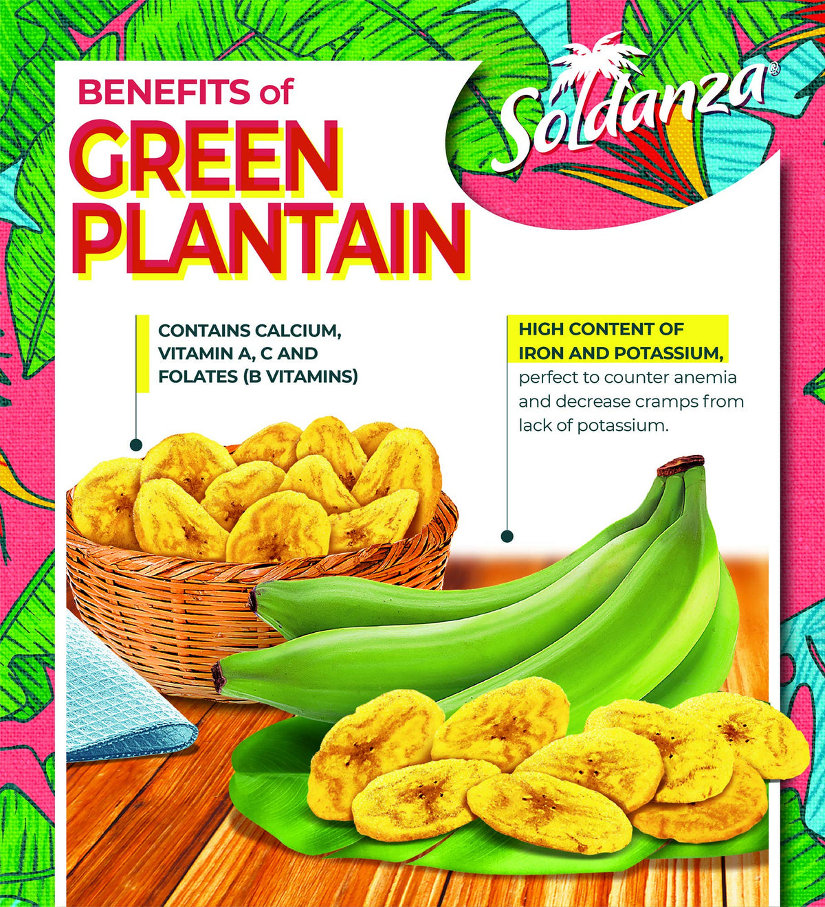 Soldanza plantain chips crisp close-up showcasing golden, crunchy texture.