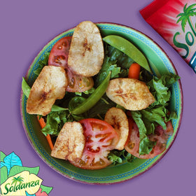 Soldanza Pepper Sweet Plantain Chips served as a tropical snack with dips.
