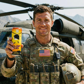 Soldier Fuel caffeine-taurine boost image; enhances focus during study or training.