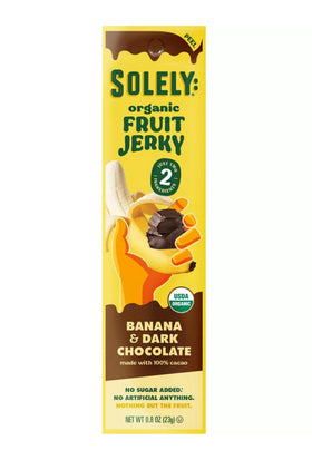 Solely Banana Cacao Jerky strip for on-the-go energy.
