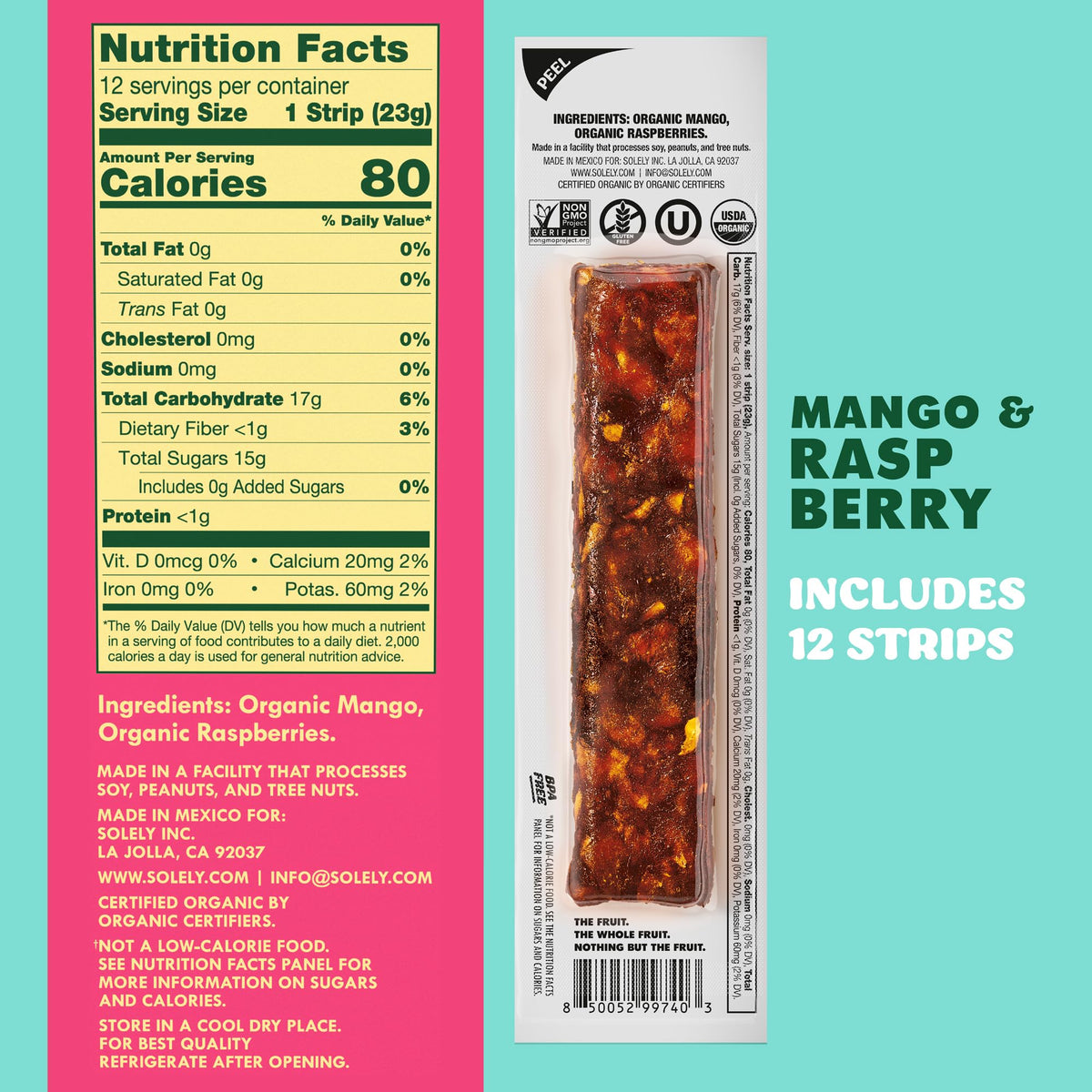 Close-up of front-of-pack ingredient panel for transparency.