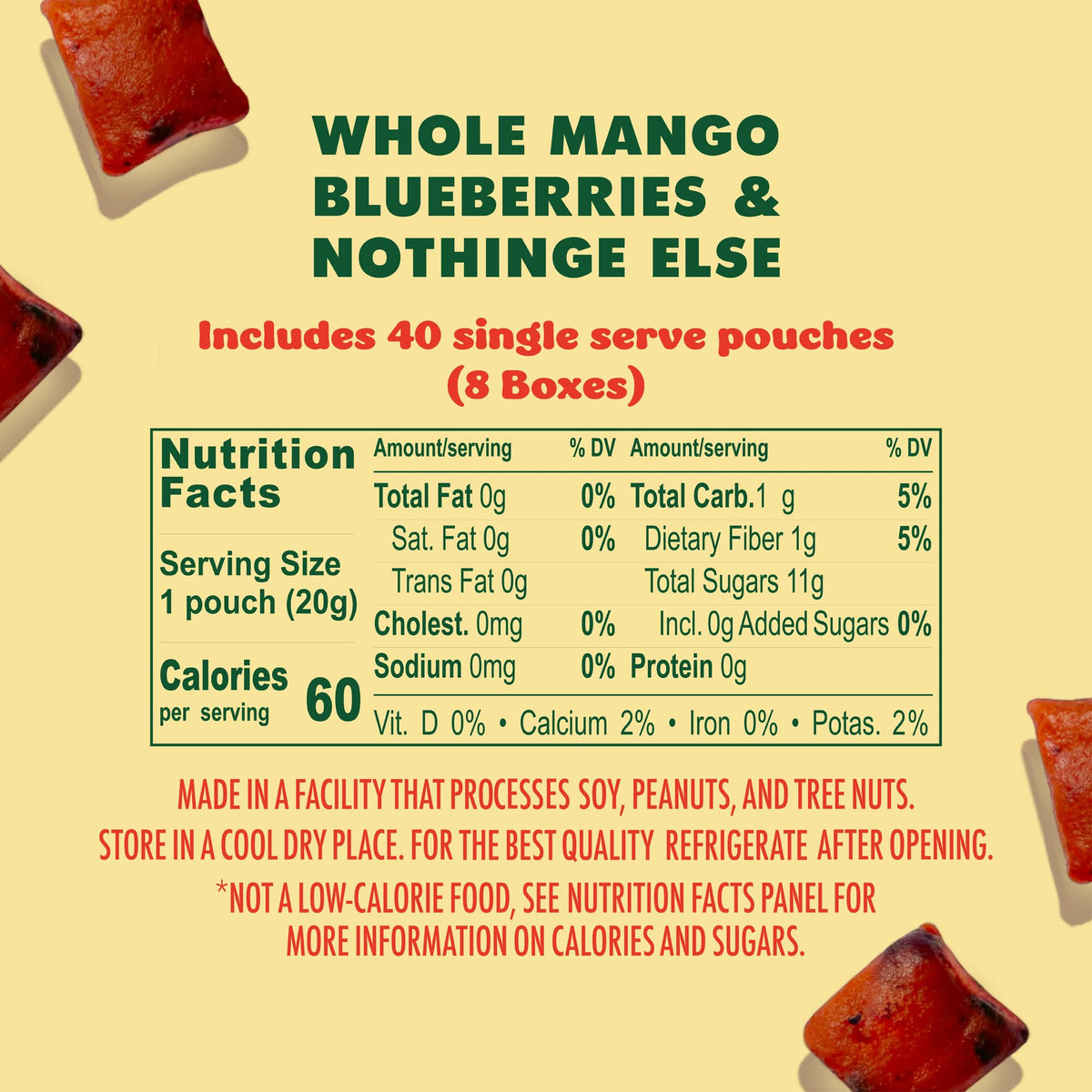Five single serving pouches per box for easy lunchbox snacking.