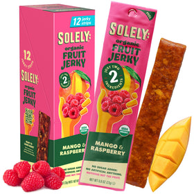 SOLELY Organic Mango Raspberry Fruit Jerky Pack on-the-go convenience.