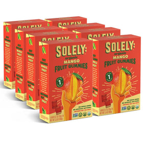 SOLELY Organic Mango Gummies pack front, ideal for on-the-go healthy snacking.