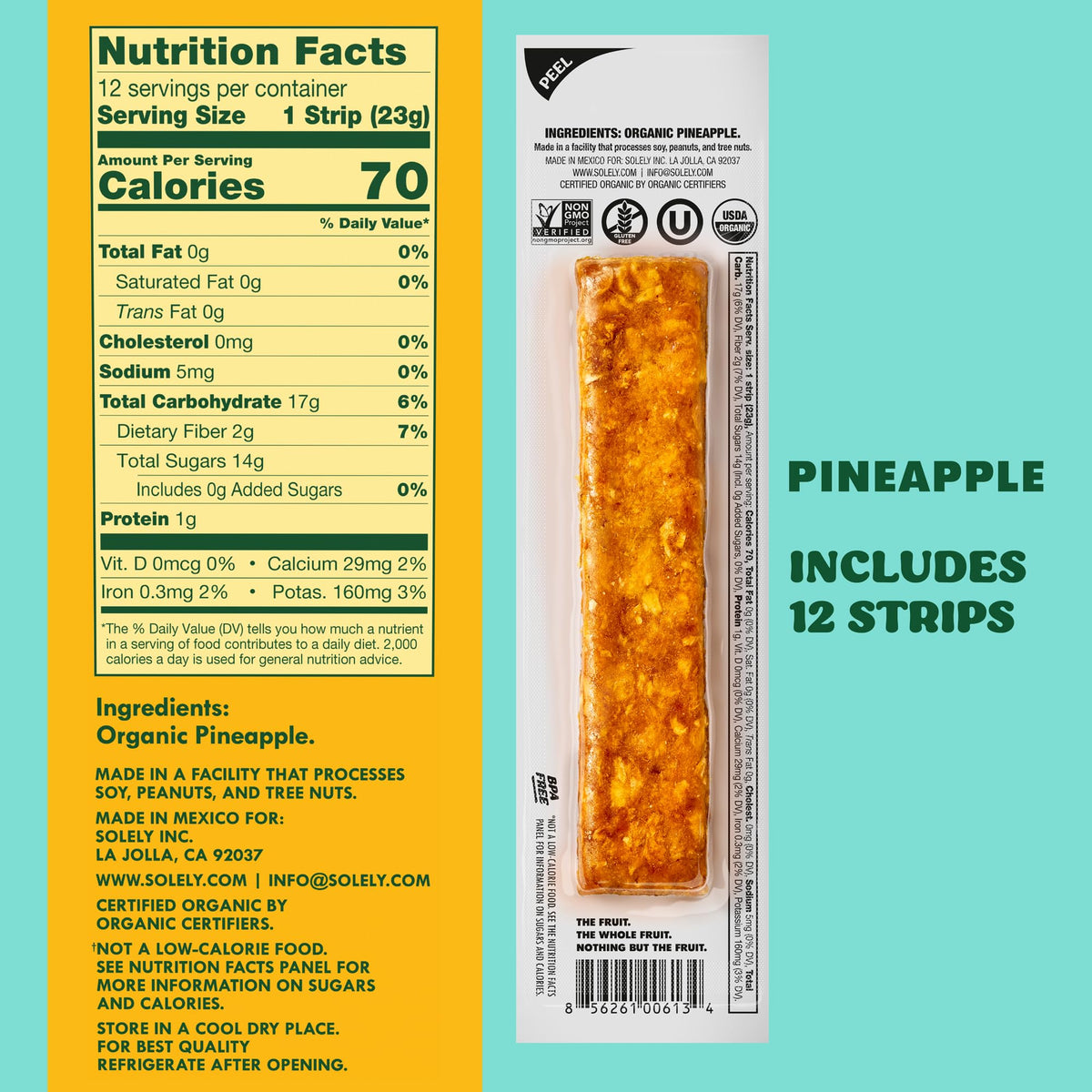 SOLELY pineapple jerky in a lunchbox offers a wholesome mid-day boost.