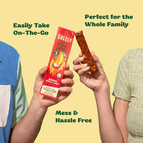 SOLELY fruit jerky fits neatly in a lunchbox for busy days.