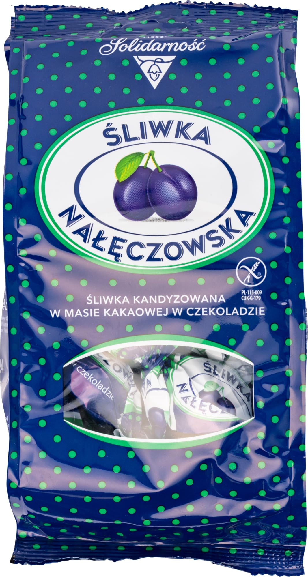 Solidarnosc Sliwka Naleczowska candied plums with cocoa cream, ideal for a refined dessert