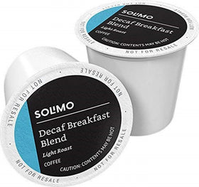 Solimo Decaf Breakfast pods pack front for easy caffeine-free mornings