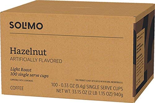 Solimo hazelnut coffee pods Arabica beans for a smooth, flavorful cup.