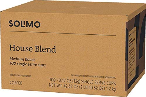 Steaming Solimo cup appears after brewing Solimo House Blend pods.