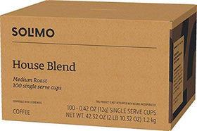 Steaming Solimo cup appears after brewing Solimo House Blend pods.