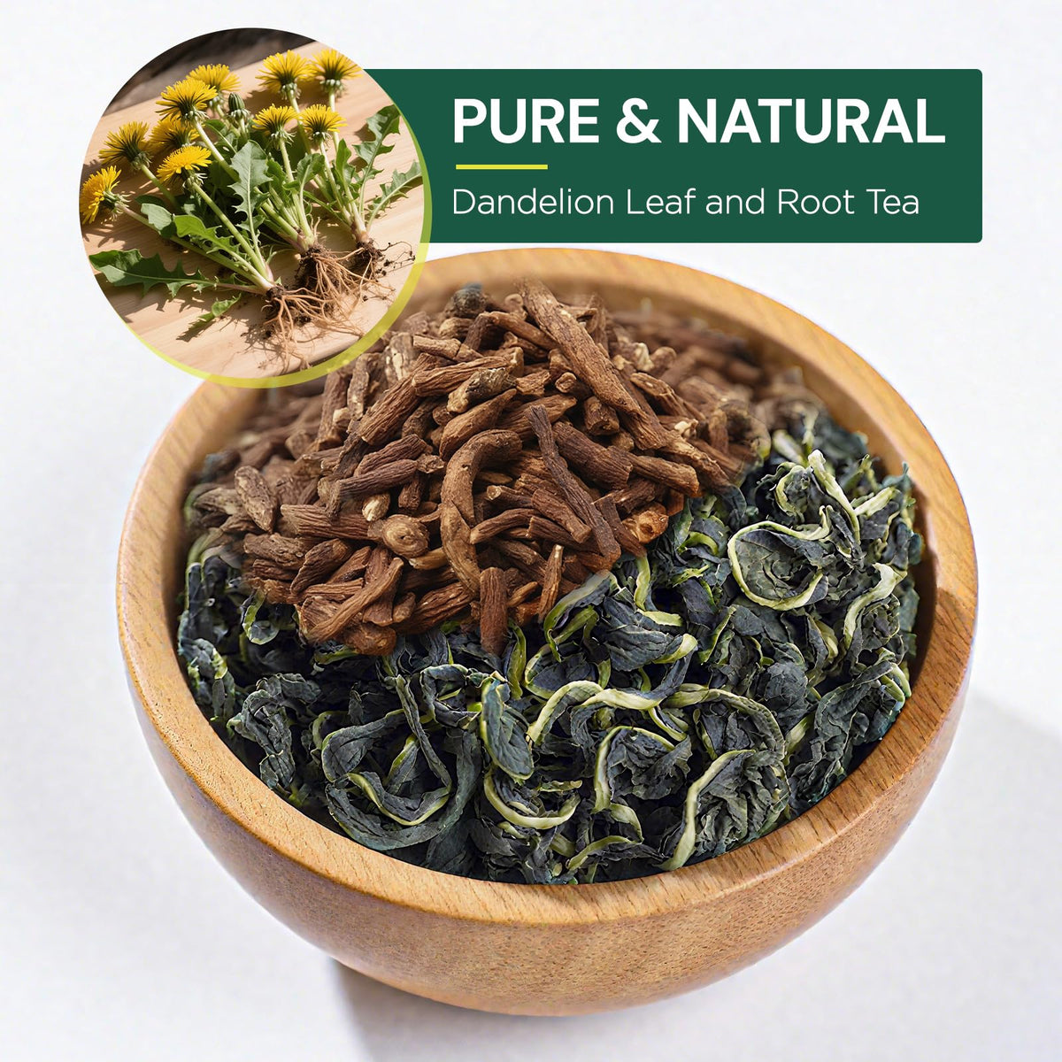 Solisleaf dandelion leaf and root tea bags feature sun-dried leaves for natural flavor