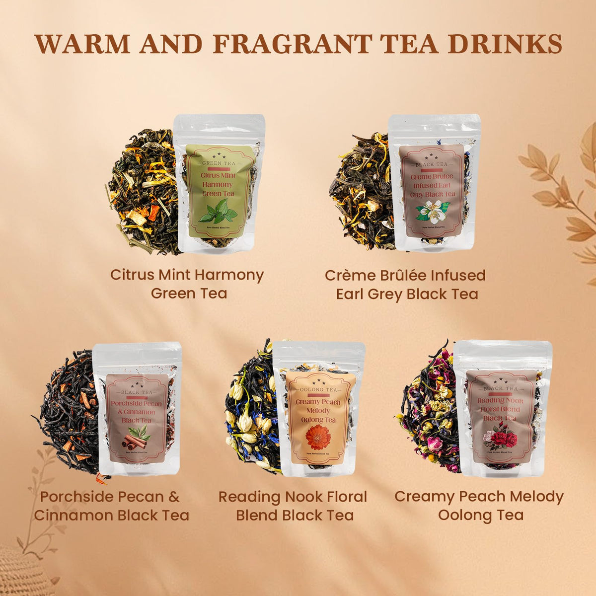 Solisleaf five flavors tea bags ready for brewing in a sampler.